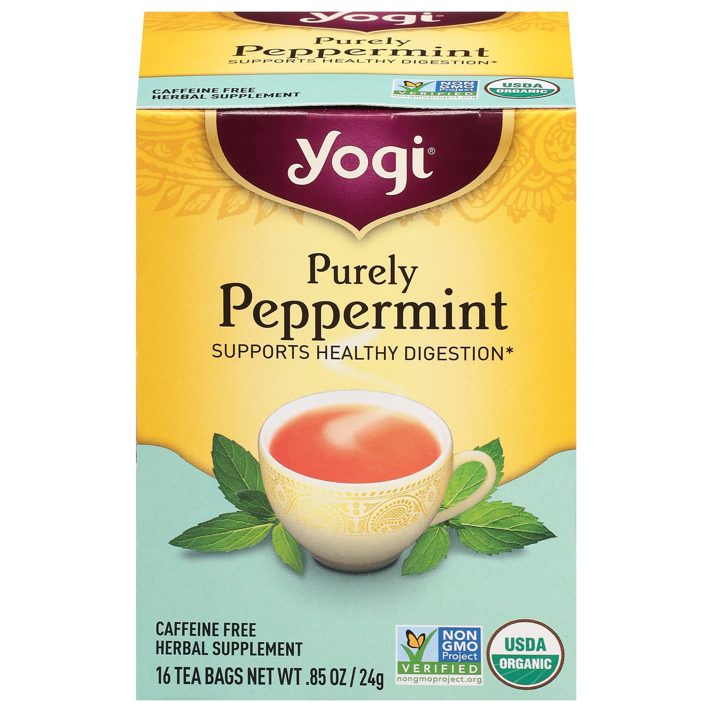 Yogi Bags Caffeine Free Purely Peppermint Tea 16 ea