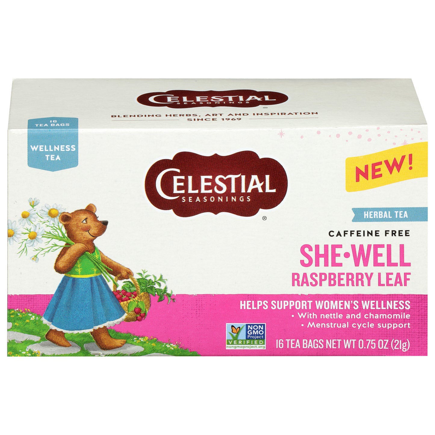 Celestial Seasonings She Well Raspberry Leaf Wellness Tea 16 Bags