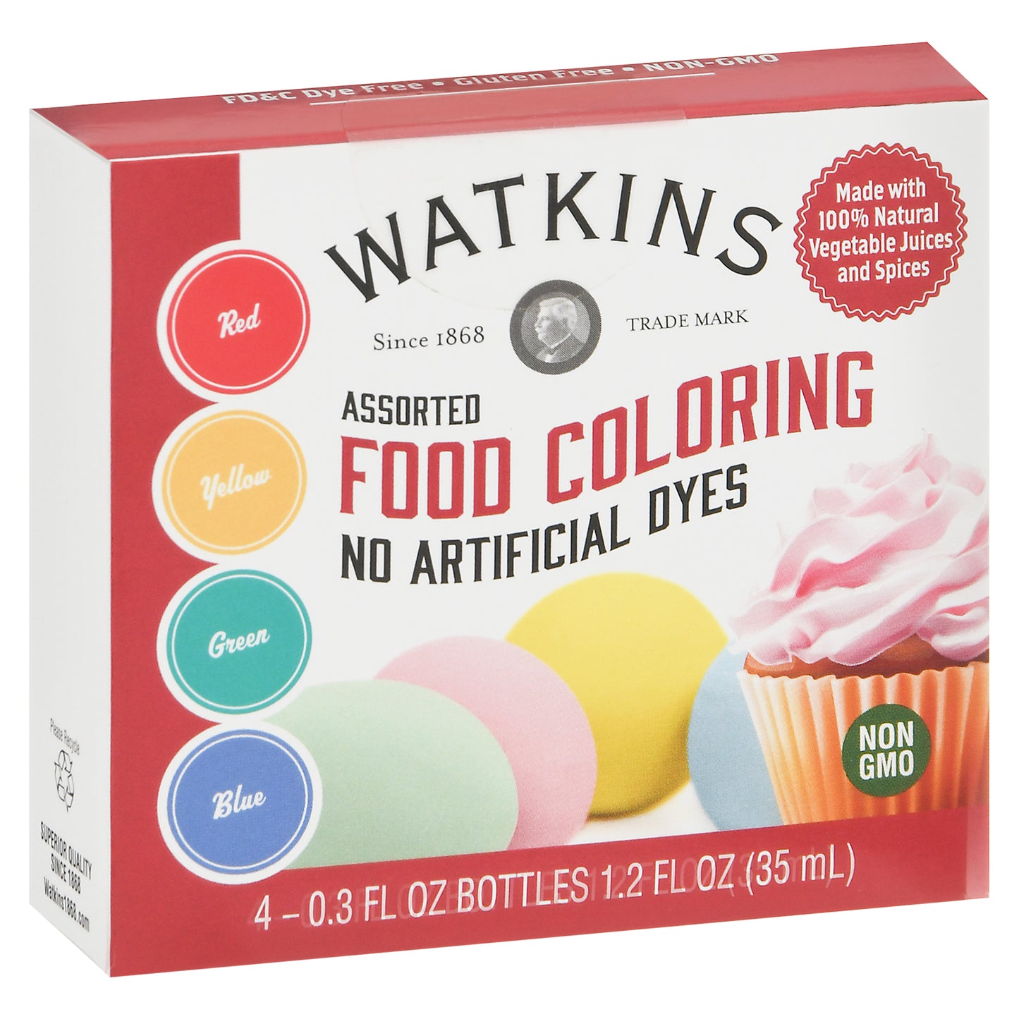 Watkins Assorted Food Coloring 4 - 0.31 fl oz Bottles