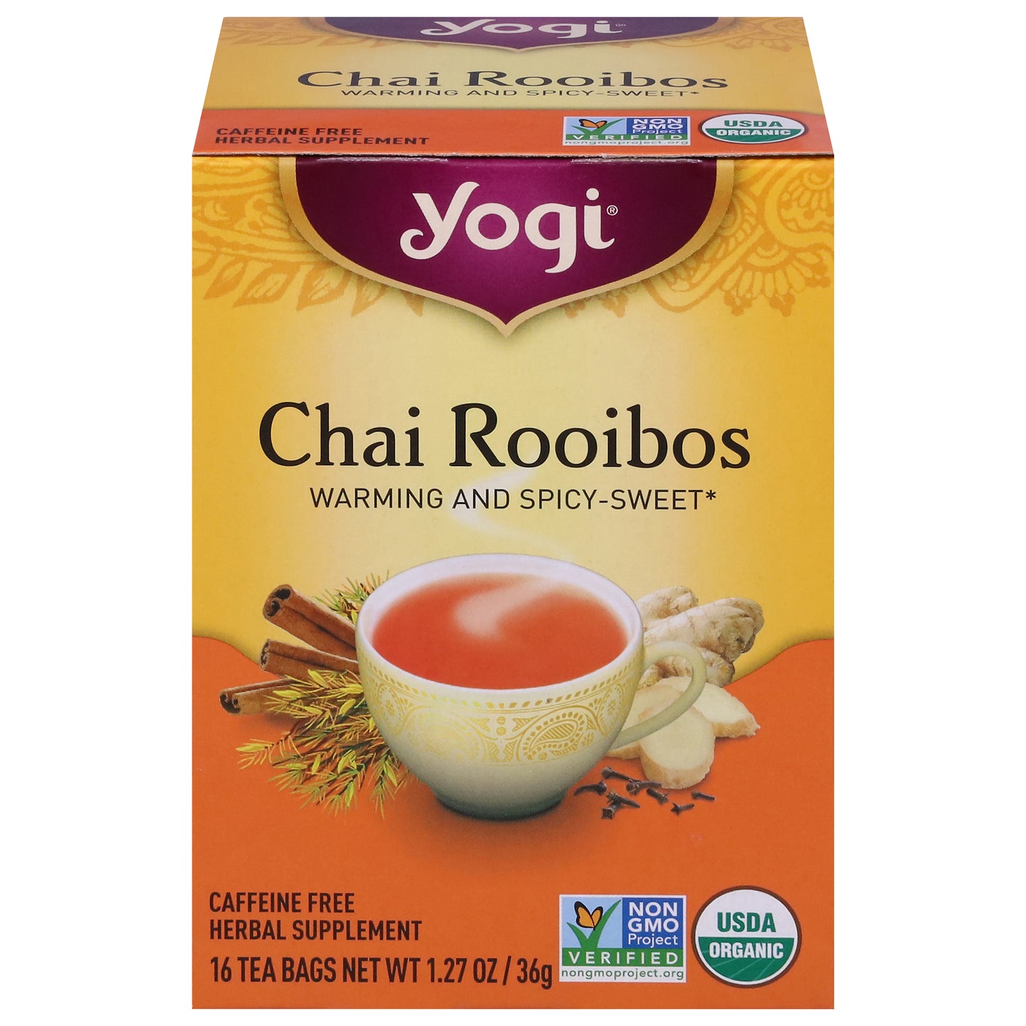 Yogi Tea Bags Chai Rooibos Herbal Supplement 16 Tea Bags
