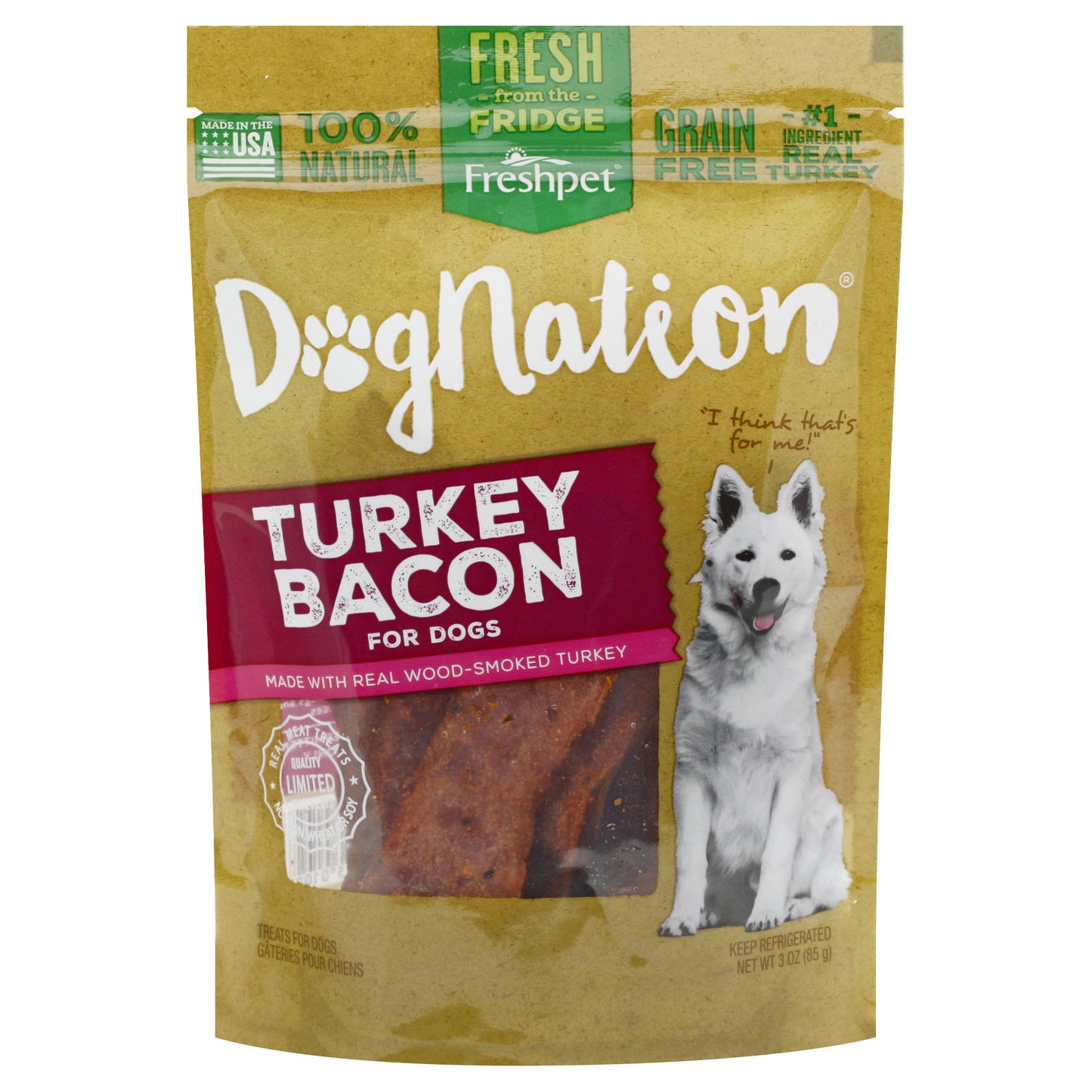 Freshpet Dognation Turkey Bacon Treats for Dogs 3 oz