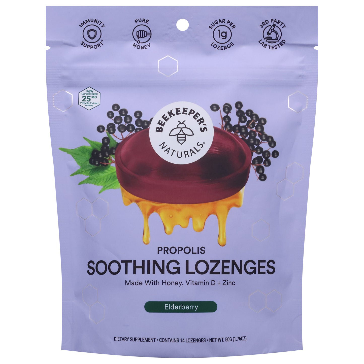 Beekeeper's Naturals Propolis Elderberry Soothing Lozenges 14 ea