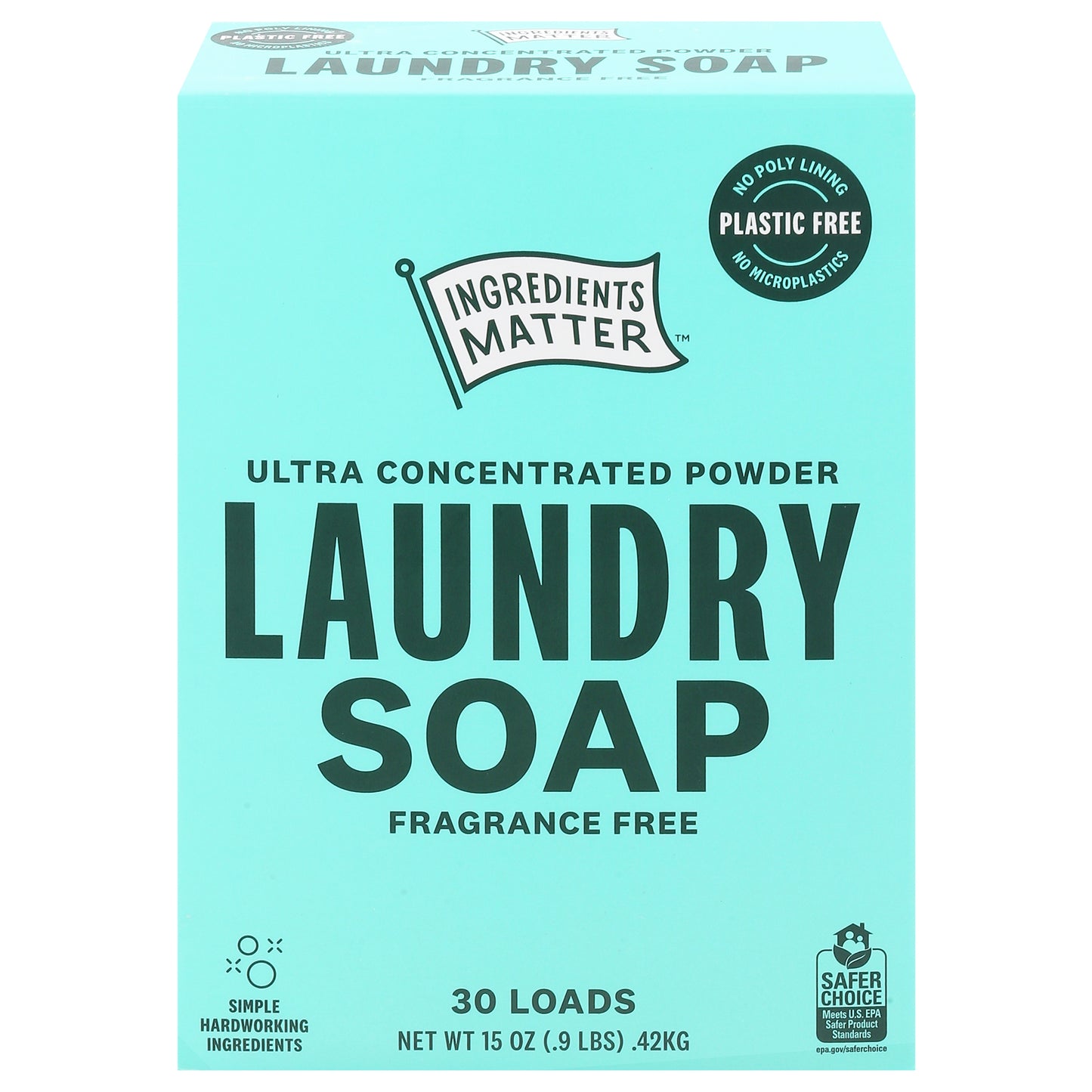 Ingredients Matter Ultra Concentrated Powder Fragrance Free Laundry Soap 15 oz