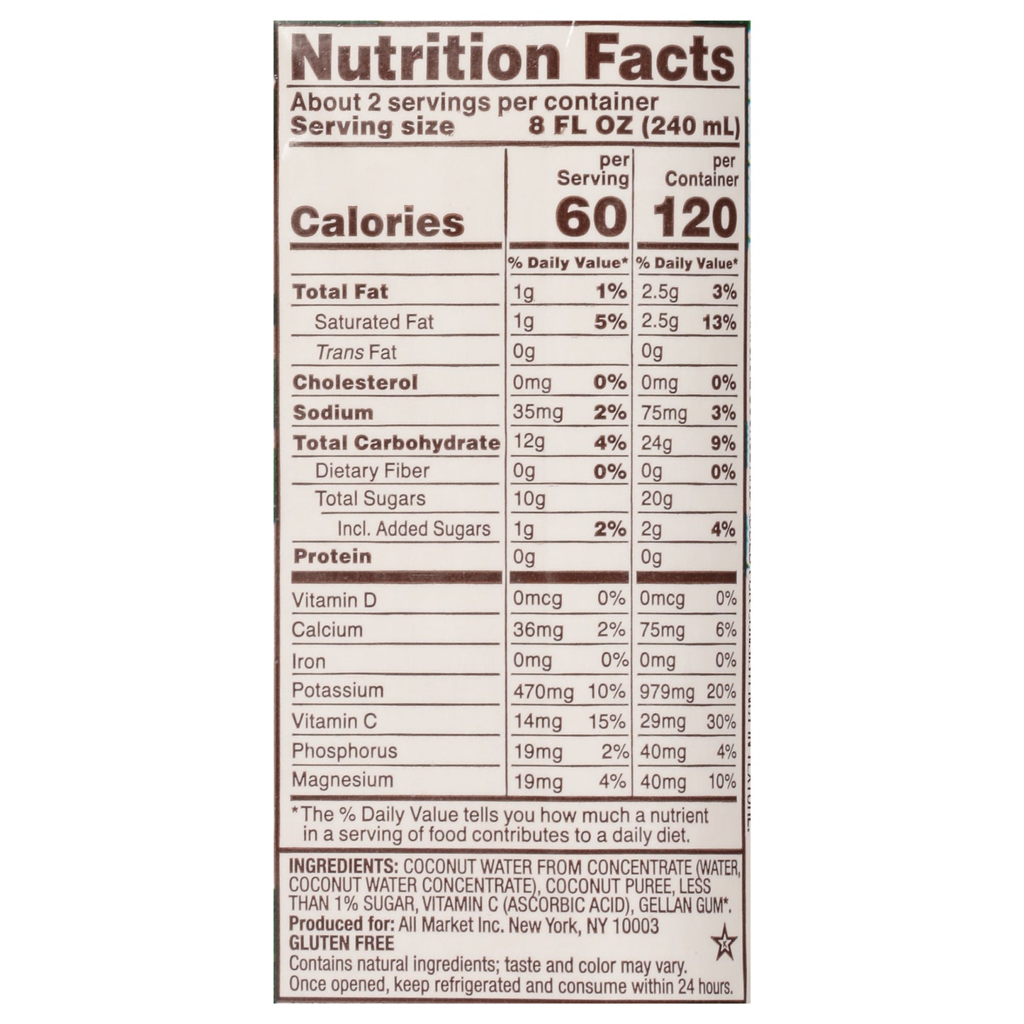 Vita Coco Pressed The Original Coconut Water 16.9 fl oz Carton