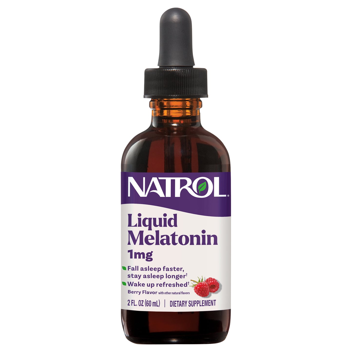 Natrol Liquid Melatonin 1 mg, Adult Melatonin Supplement to Fall Asleep Faster and Stay Asleep Longer, Wake Up Refreshed, 2 FL OZ Berry-Flavored Liquid, 15 Servings