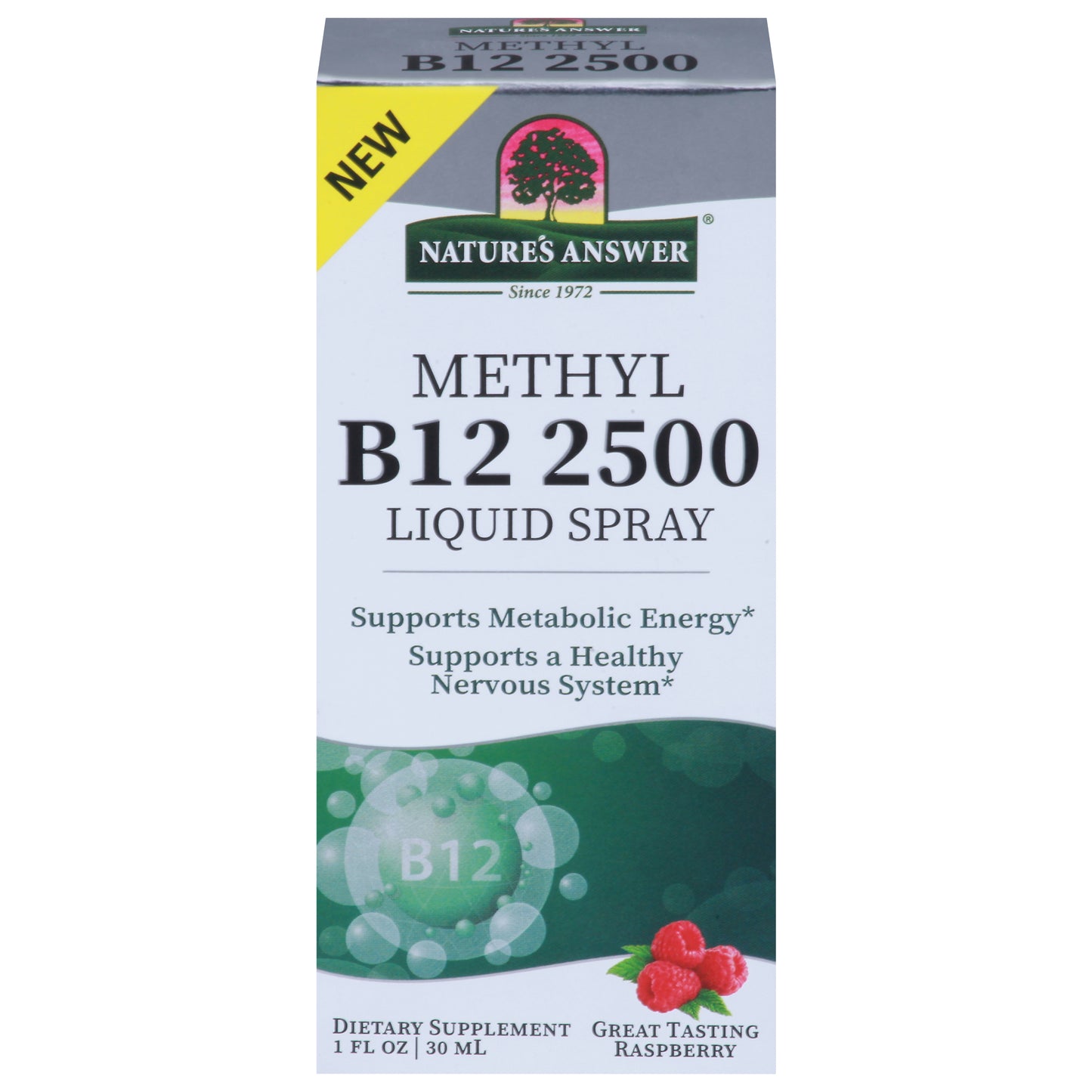 Nature's Answer 2500 Methyl Liquid Spray Great Tasting Raspberry Vitamin B12 1 fl oz