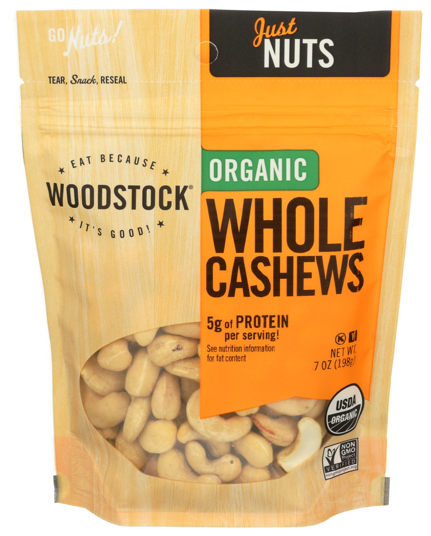 Woodstock Organic Whole Cashews Unsalted, 7 oz