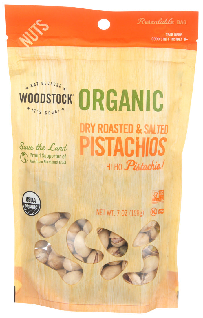 Woodstock Organic Pistachios Dry Roasted And Salted, 7 oz