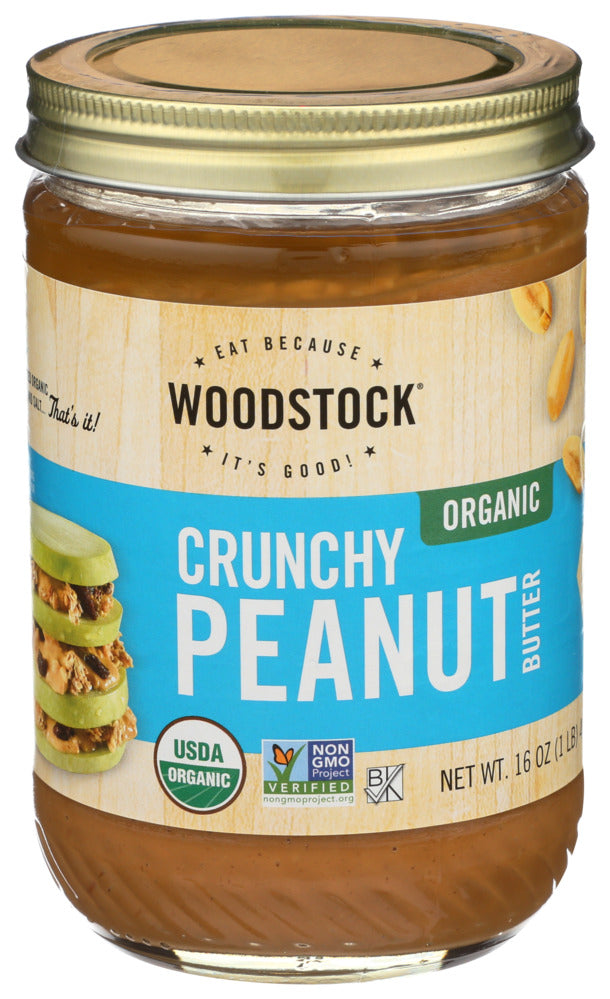 Woodstock Crunchy Peanut Butter Organic, 16 oz