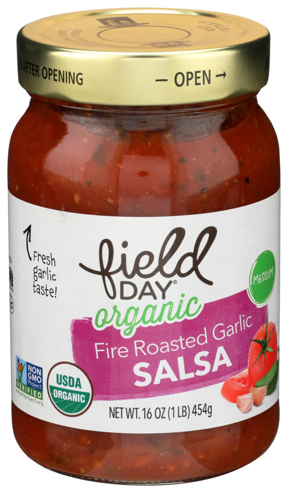 Field Day Organic Medium Fire Roasted Garlic Salsa 16 oz