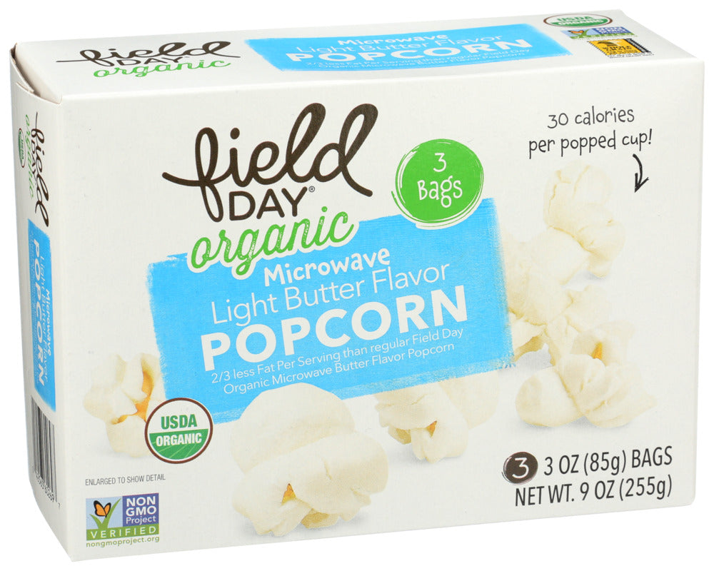Field Day Microwave Light Butter Flavor Popcorn Organic 3/3 oz