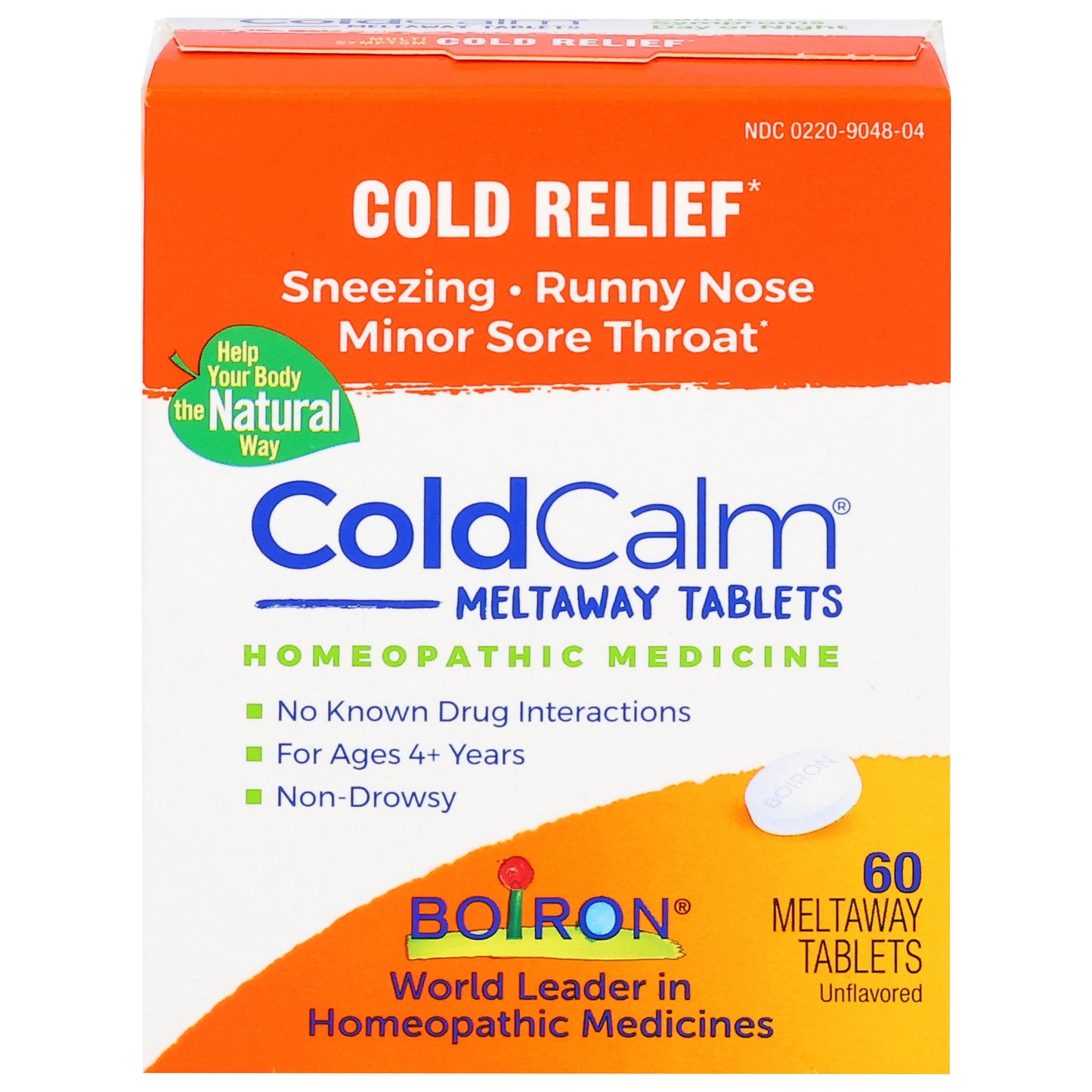 Boiron ColdCalm Homeopathic Unflavored Cold Relief 60 Meltaway Tablets