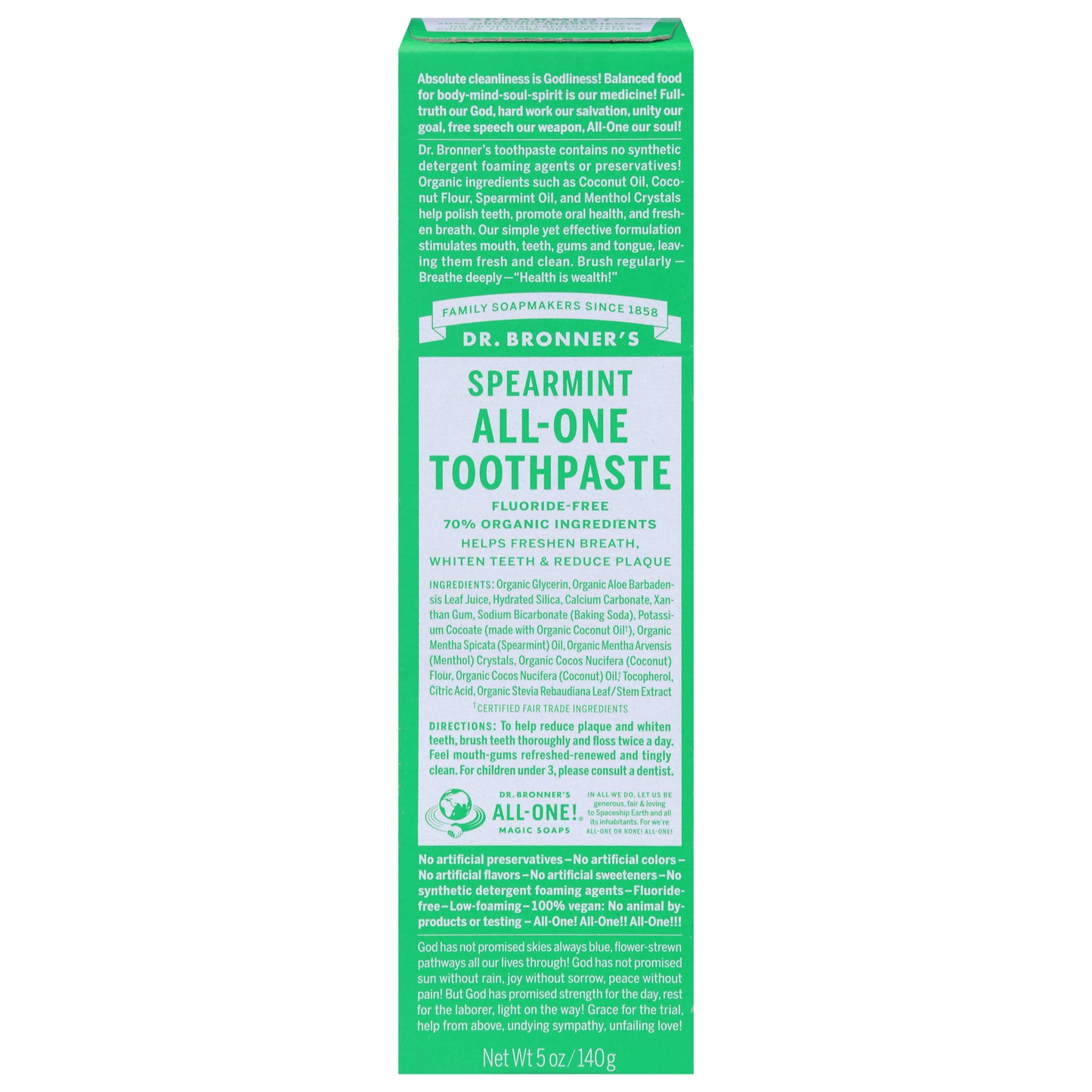 Dr. Bronner's All-One Spearmint Toothpaste 5 oz