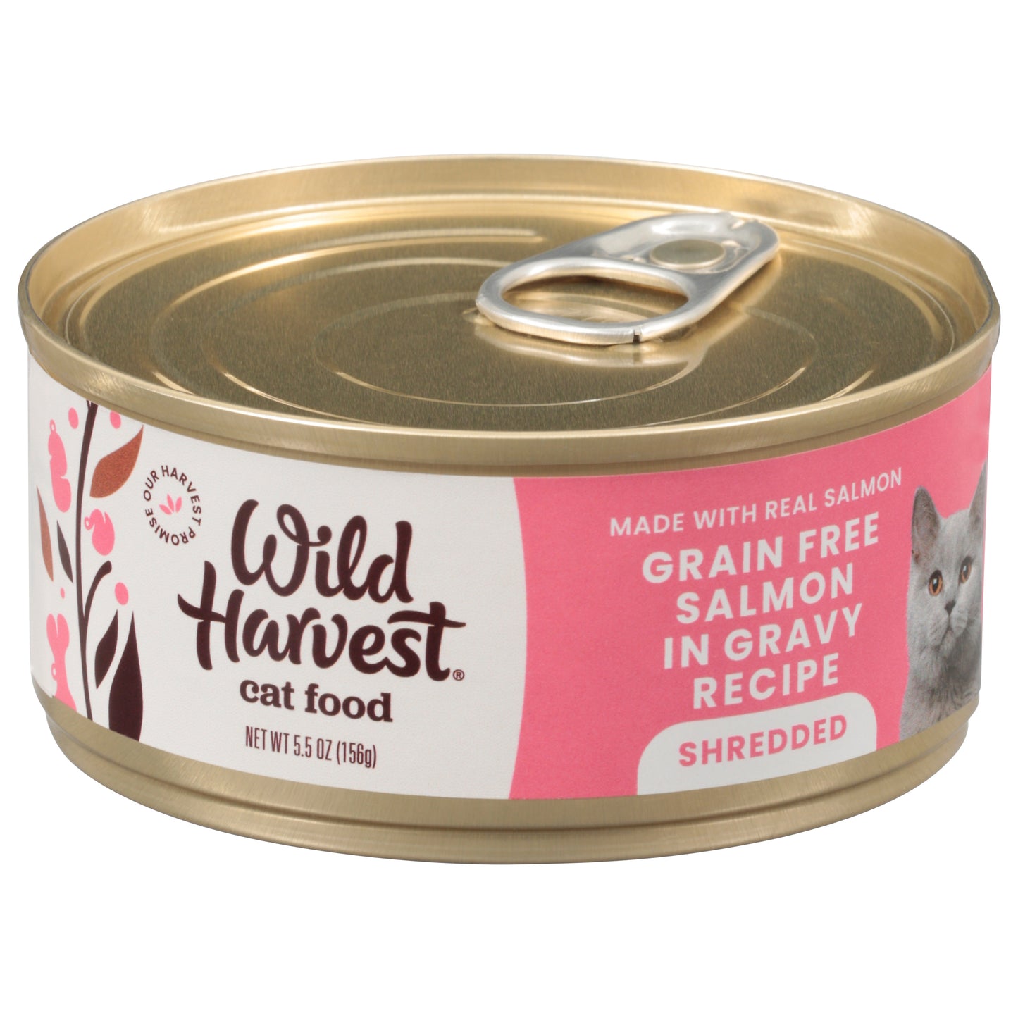 Wild Harvest Grain Free Shredded Salmon in Gravy Recipe Cat Food 5.5 oz