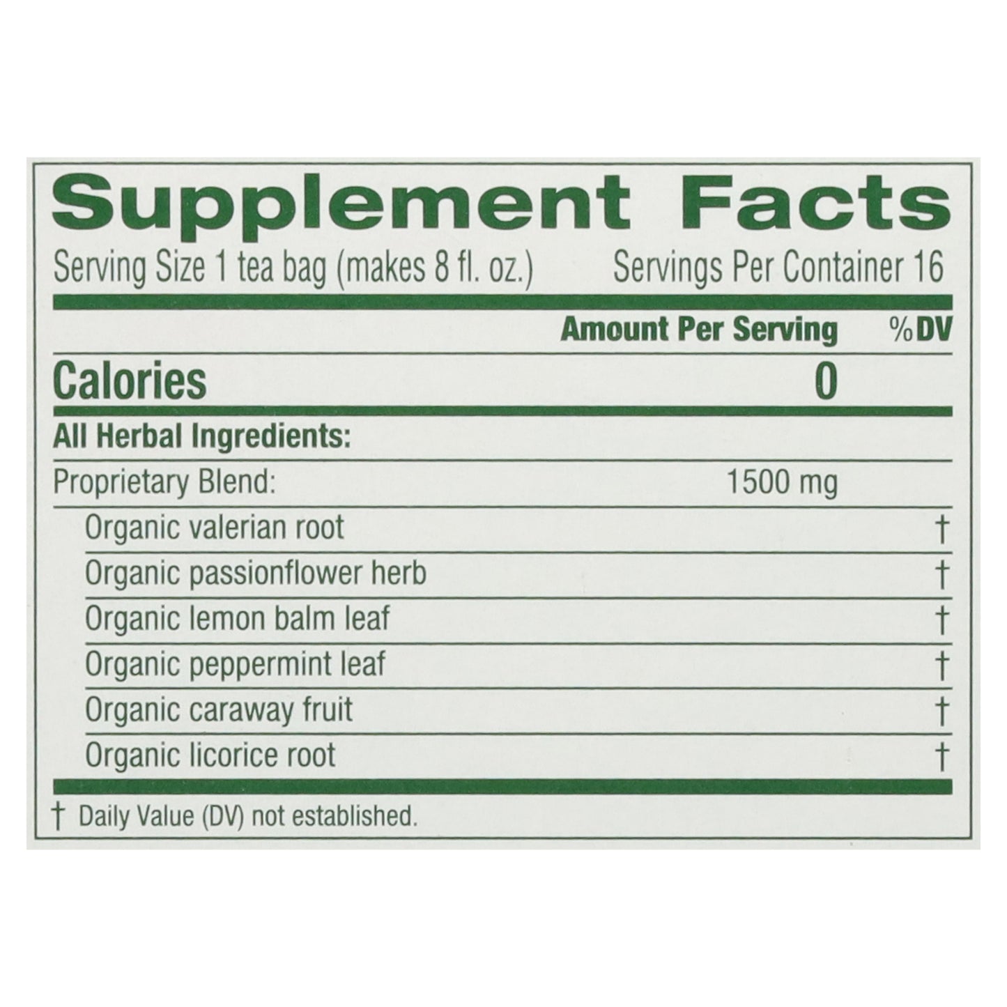 Traditional Medicinals Organic Nighty Night Extra Valerian Herbal Supplement 16 Tea Bags