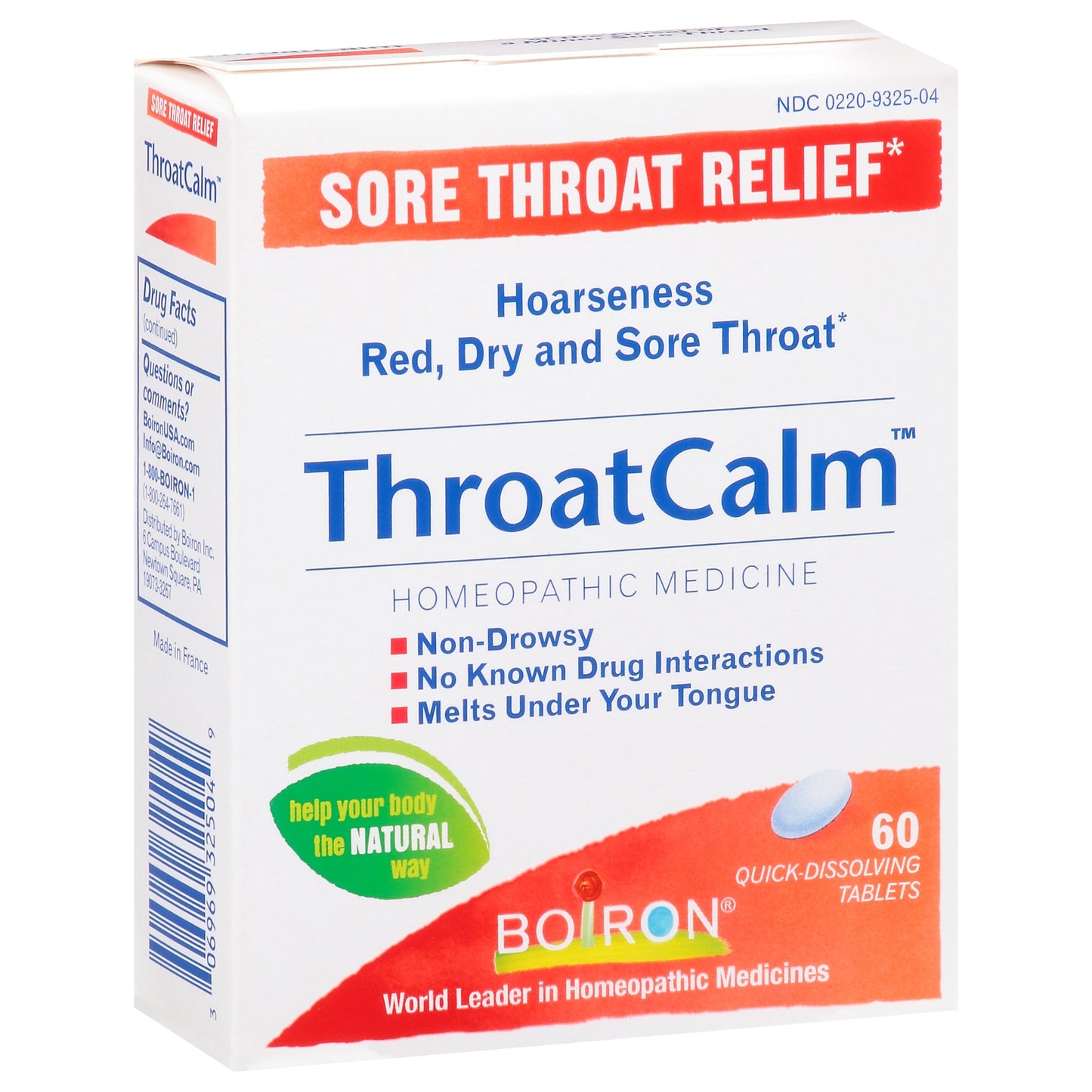 Boiron ThroatCalm Sore Throat Relief 60 Quick-Dissolving Tablets