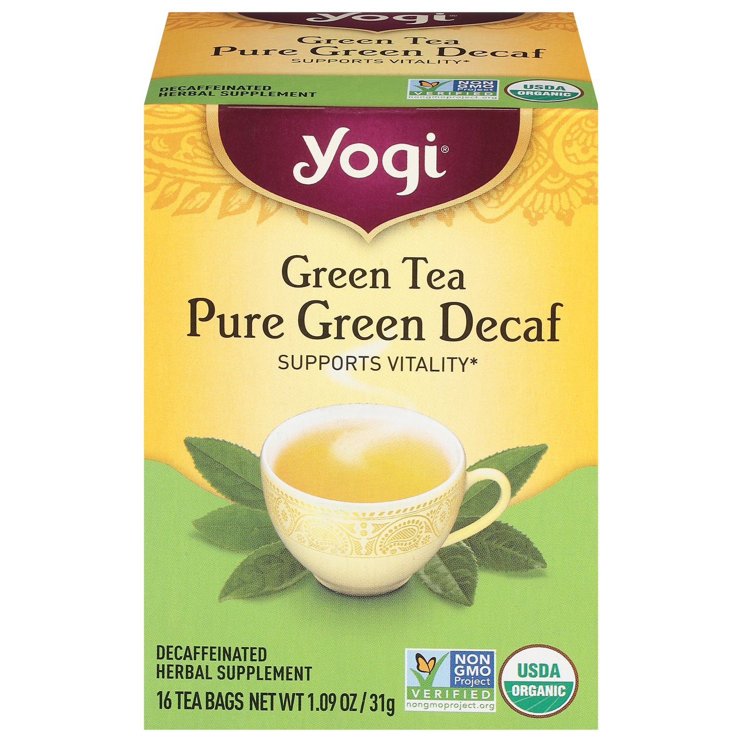 Yogi Tea Bags Pure Green Decaf Green Tea 16 ea