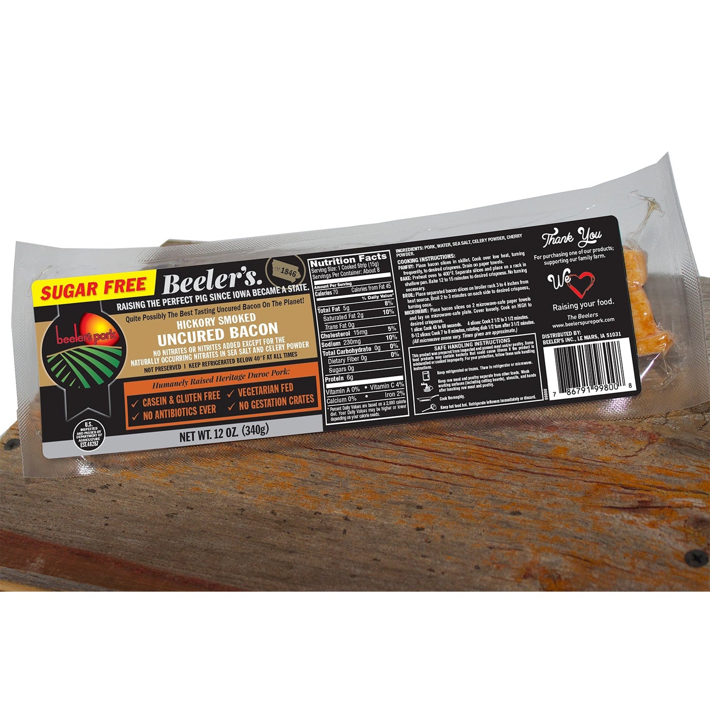 Beeler's Sugar Free Uncured Bacon