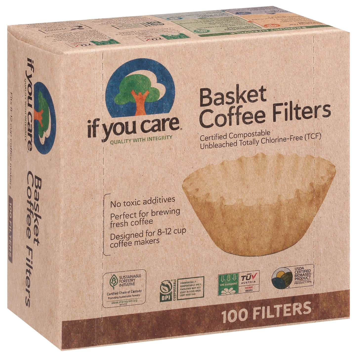 If You Care Basket Coffee Filters 100 ea