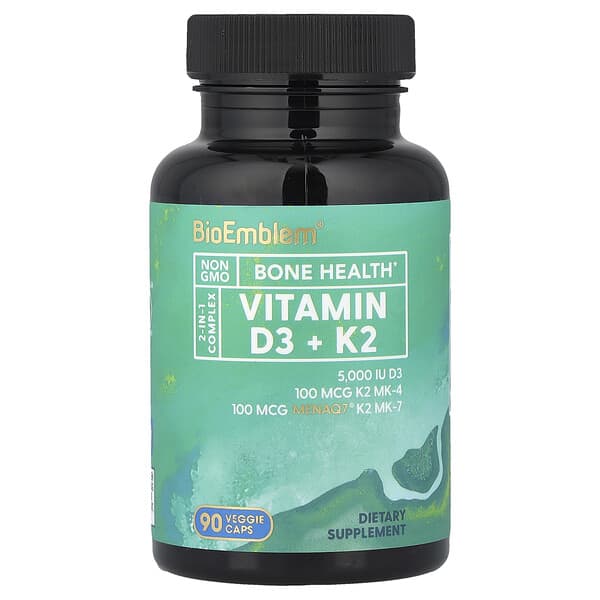 BioEmblem Vitamin D3 + K2, 90 Veggie Caps