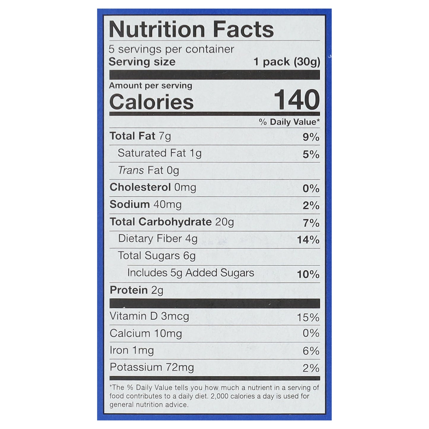 MadeGood Organic Crunchy Blueberry & Vanilla Granola Squares 5 - 1.06 oz Packs