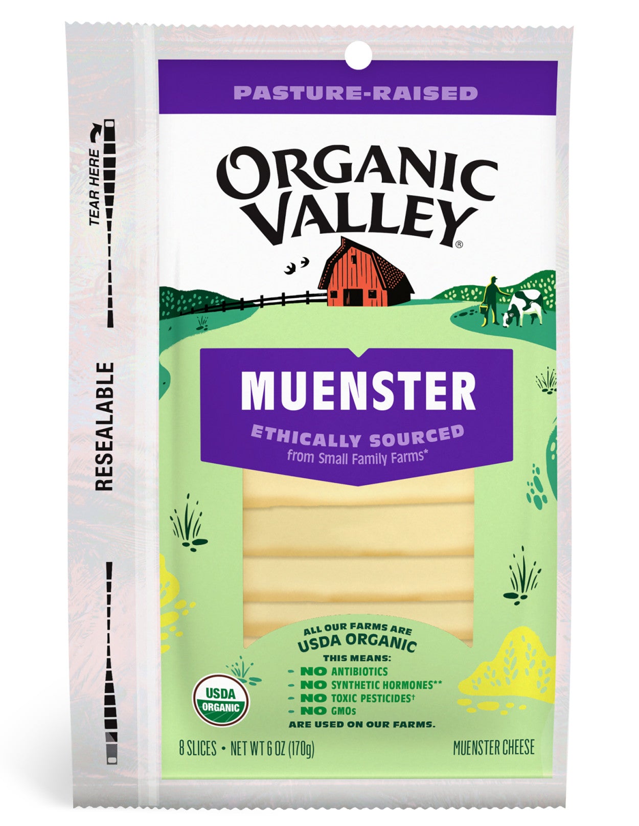 Organic Valley, Munster Cheese 8 Slices, 6 Oz