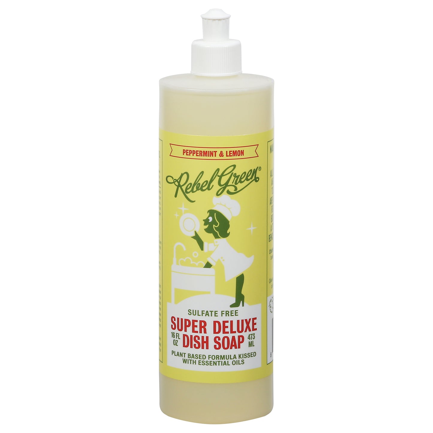 Rebel Green Sulfate Free Super Deluxe Peppermint & Lemon Dish Soap 16 fl oz