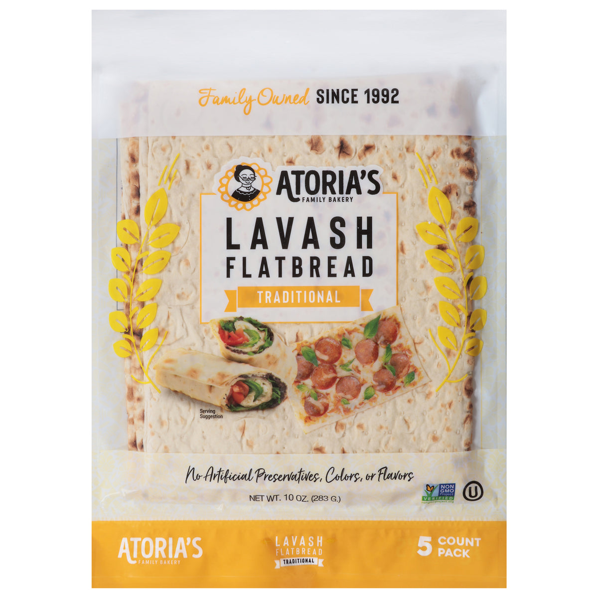 Atoria's Family Bakery Traditional Lavash Flatbread 5 Pack