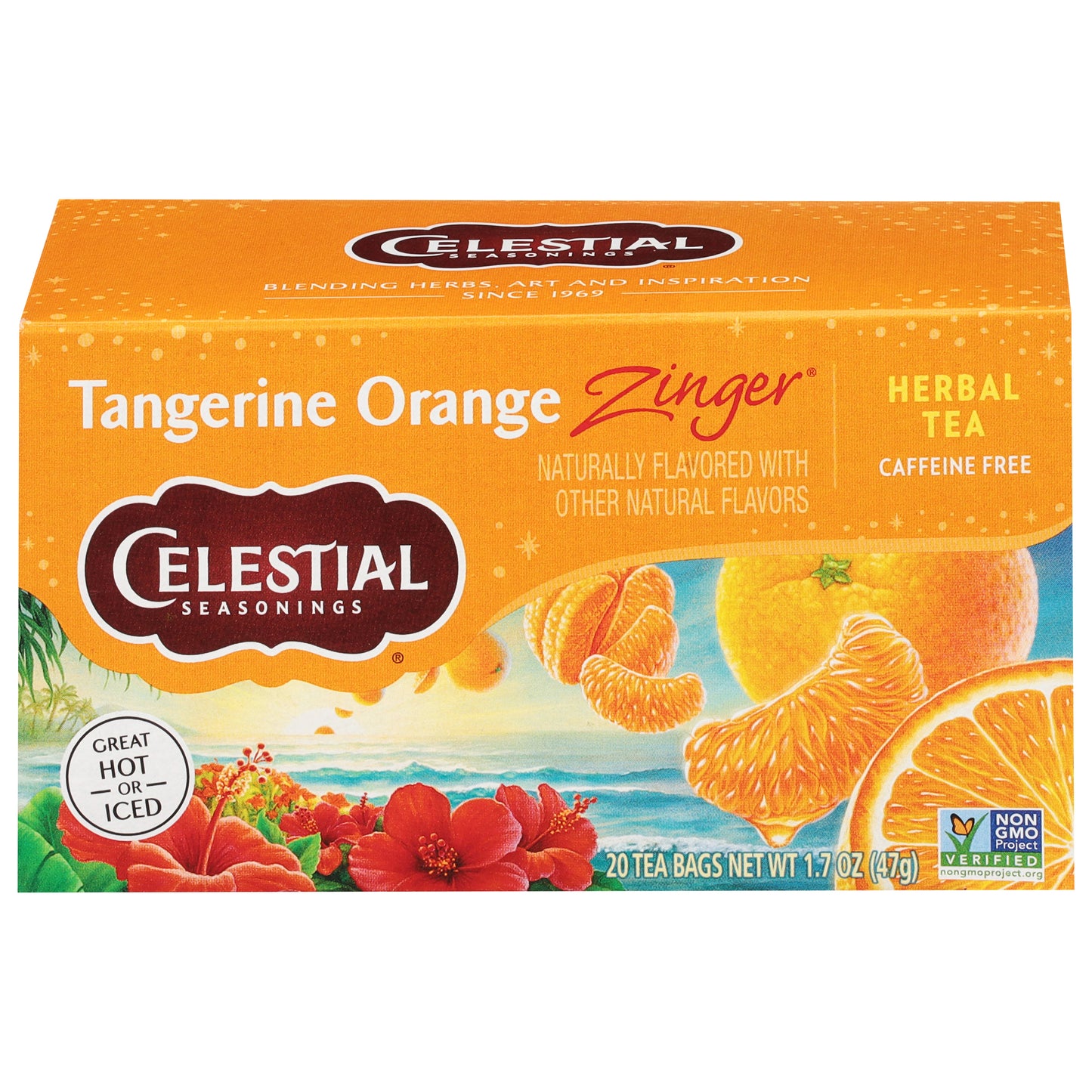 Celestial Seasonings Caffeine Free Tangerine Orange Zinger Herbal Tea 20 Tea Bags
