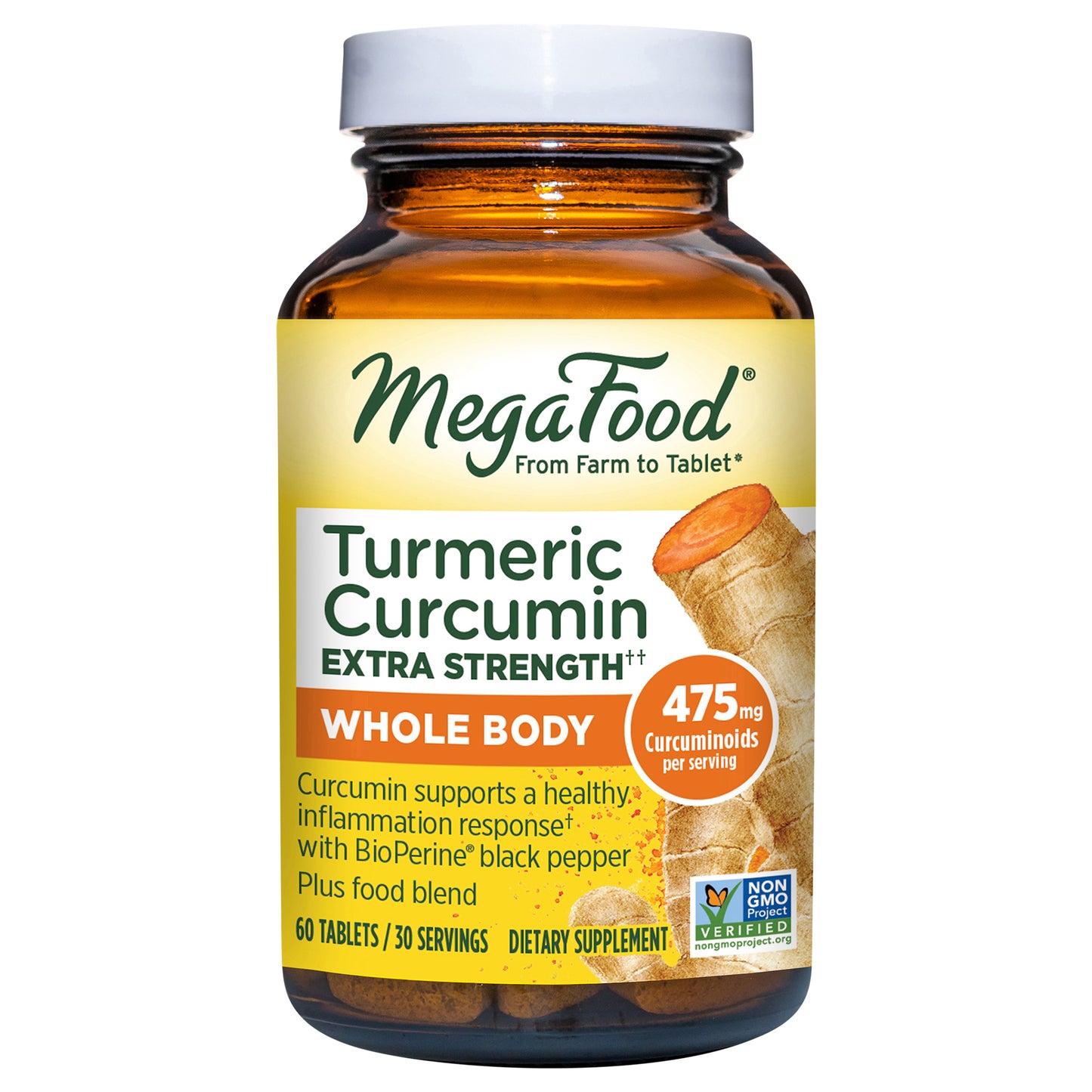 MegaFood Turmeric Curcumin Extra Strength† - Whole Body, 60 Ct