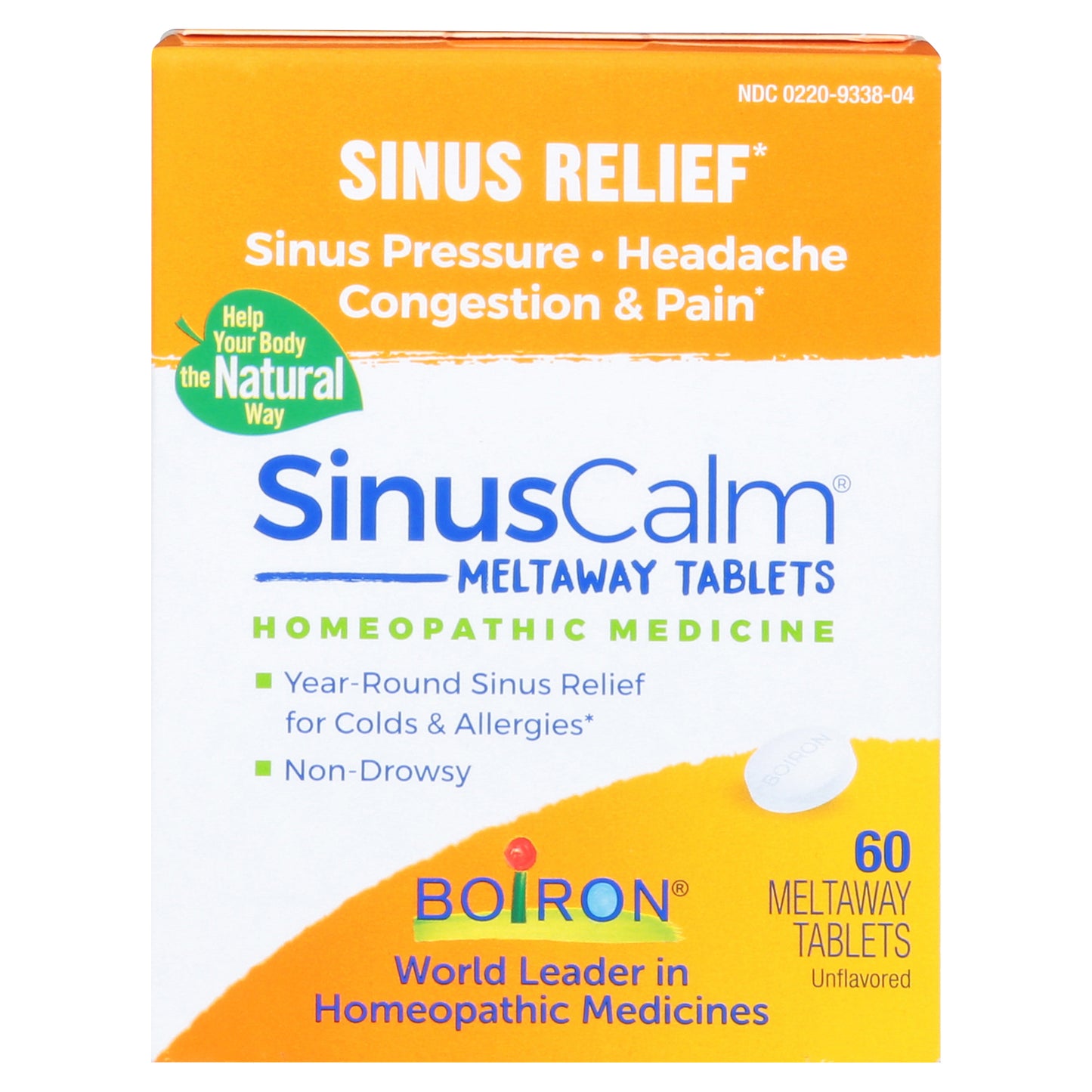 Boiron SinusCalm Unflavored Sinus Relief 60 Meltaway Tablets