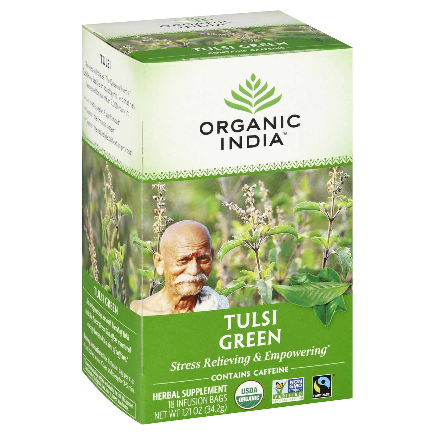 Organic India Infusion Bags Tulsi Green Herbal Supplement 18 ea