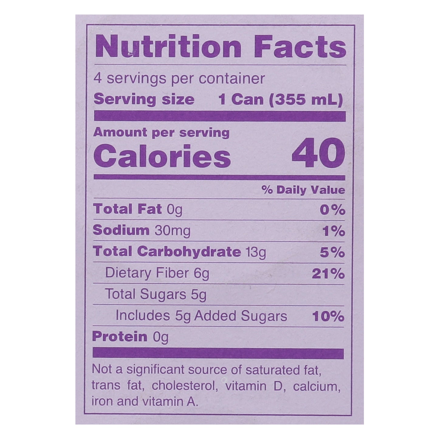 Olipop Classic Grape Soda 4 - 12 fl oz Cans