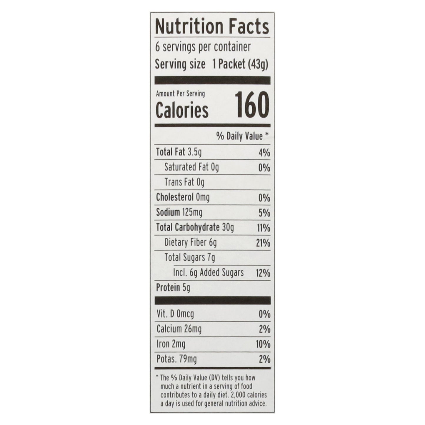 Purely Elizabeth Recipe No. 20 Classic Cinnamon Superfood Oatmeal with Prebiotic Fiber 6 - 1.52 oz Packets