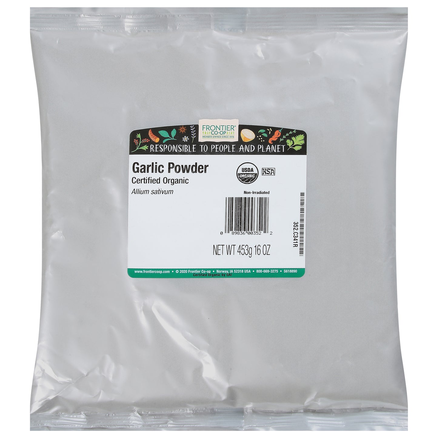 Frontier Co-op Garlic Powder 16 oz -Certified Organic