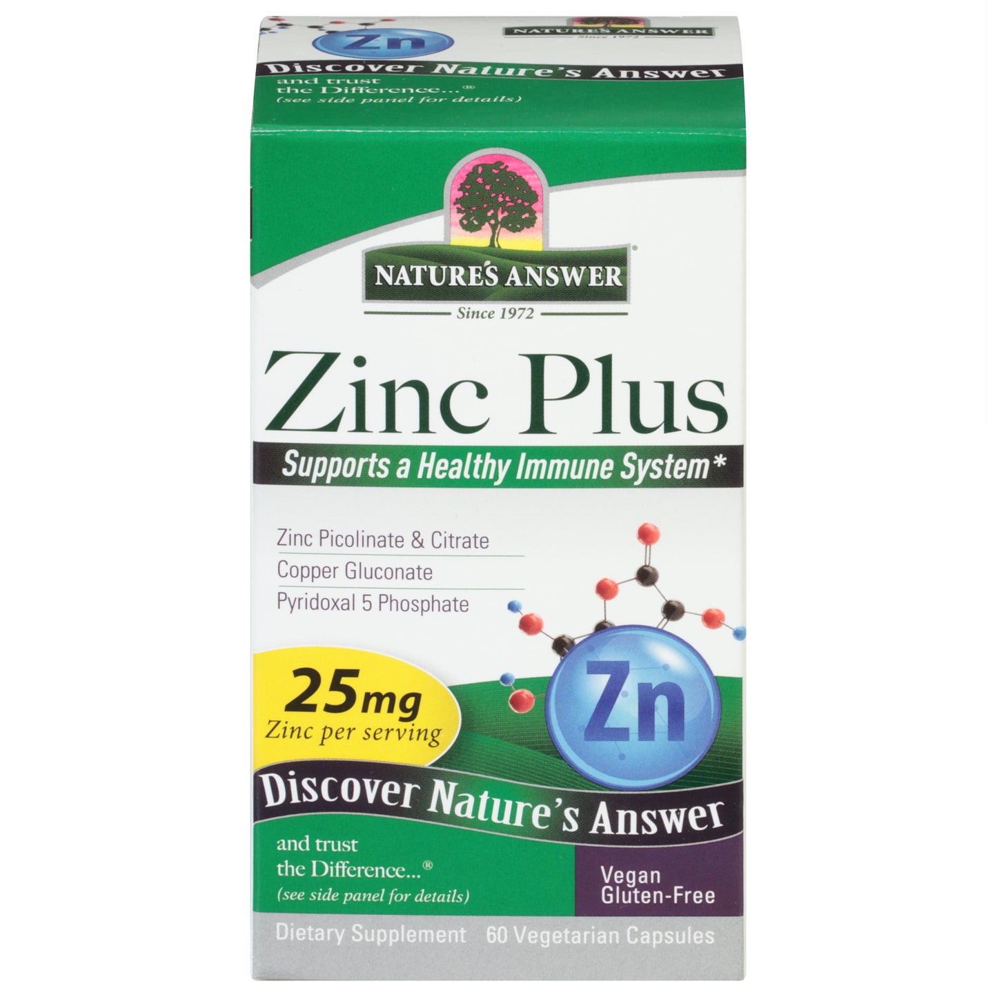 Nature's Answer 25 mg Zinc Plus 60 Vegetarian Capsules