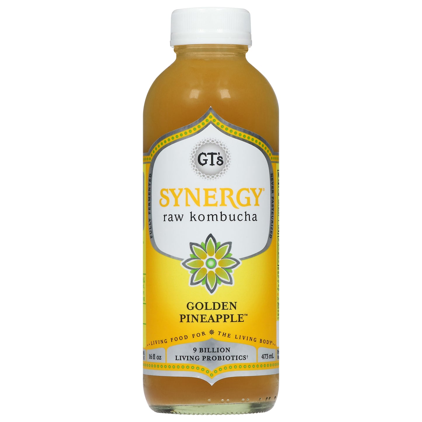 GT's Synergy Raw Golden Pineapple Kombucha 16 fl oz