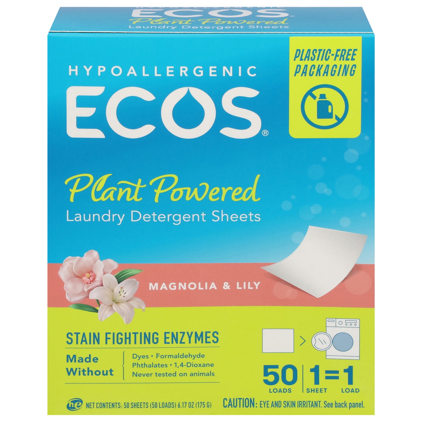 Ecos Plant Powered Magnolia & Lily Laundry Detergent Sheets 50 ea