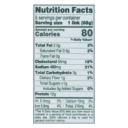 Bilinski's Organic Mild Italian with Bell Peppers Chicken Sausage 12 oz