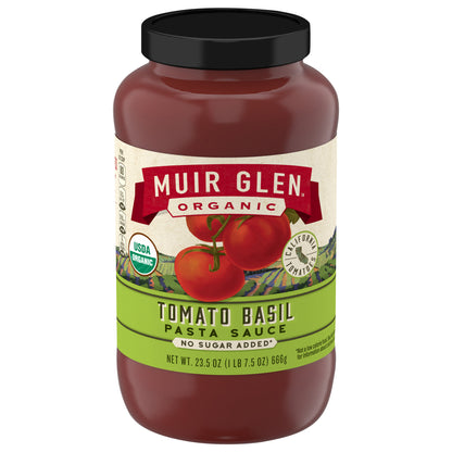Muir Glen Organic Tomato Basil Pasta Sauce, No Sugar Added, 23.5 oz.