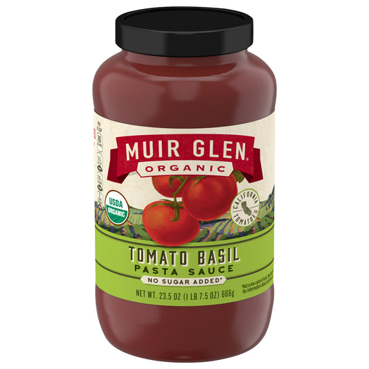 Muir Glen Organic Tomato Basil Pasta Sauce, No Sugar Added, 23.5 oz.