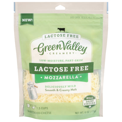 Green Valley Creamery Low-Moisture Part-Skim Lactose Free Mozzarella Shredded Cheese 6 oz