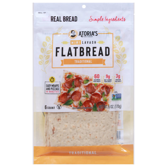 Atoria's Family Bakery Traditional Lavash Flat Bread Mini 6 ea