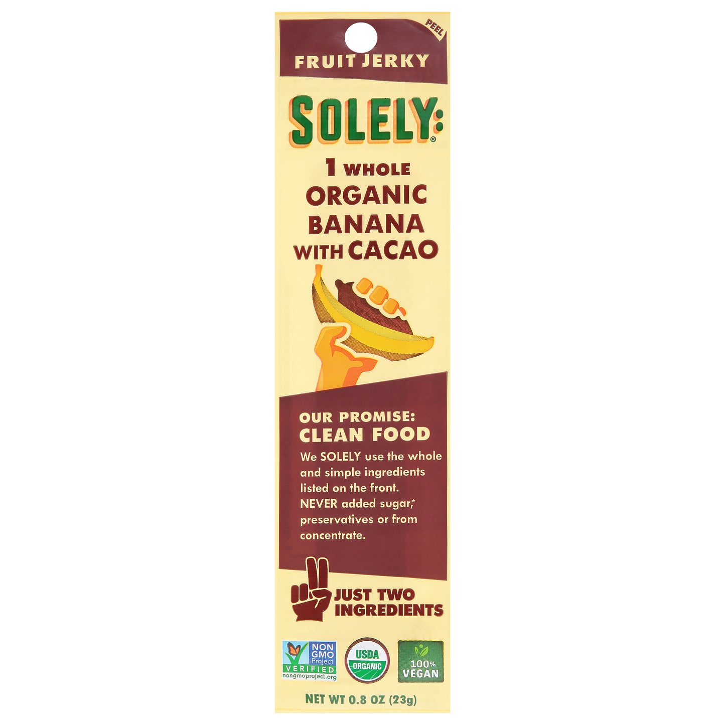 Solely Organic Banana with Cacao Fruit Jerky 0.8 oz