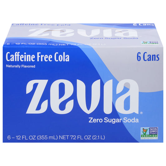 Zevia Zero Sugar Caffeine Free Cola Soda 6 - 12 fl oz Cans