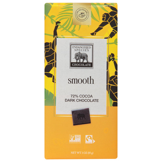 Endangered Species Smooth 72% Cocoa Dark Chocolate 3 oz