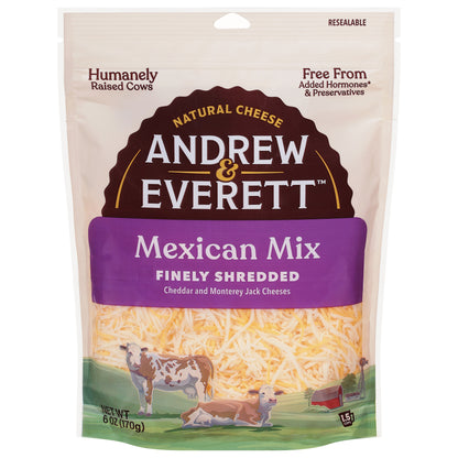 Andrew & Everett Finely Shredded Mexican Mix Cheese 6 oz
