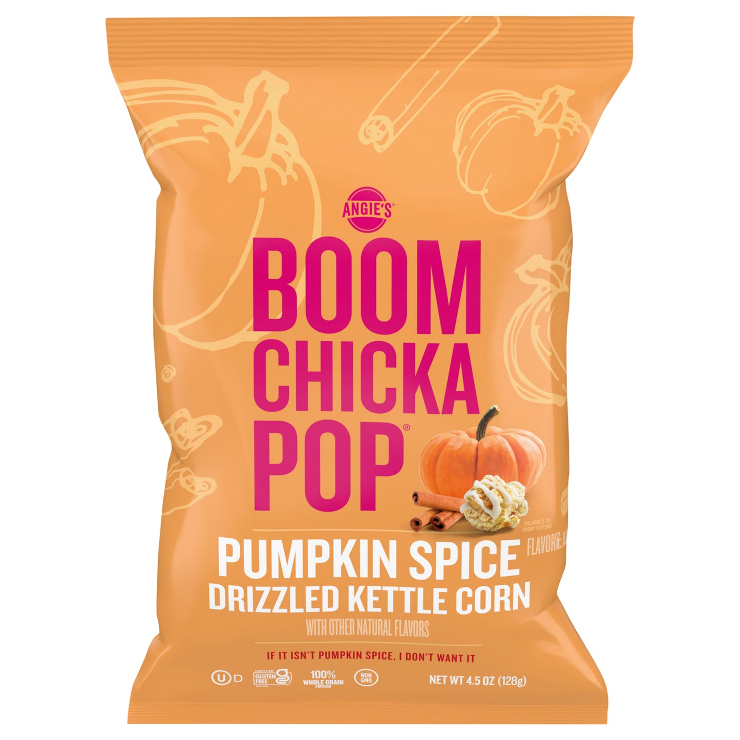 Angie's BOOMCHICKAPOP Pumpkin Spice Flavored Drizzled Kettle Corn Popcorn, 4.5 oz.