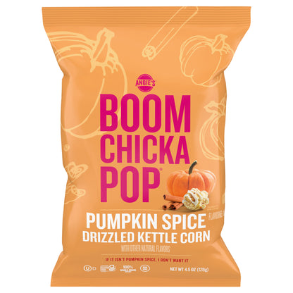 Angie's BOOMCHICKAPOP Pumpkin Spice Flavored Drizzled Kettle Corn Popcorn, 4.5 oz.