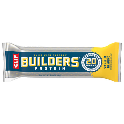CLIF Builders - Vanilla Almond Flavor - Protein Bar - Gluten-Free - Non-GMO - Low Glycemic - 20g Protein - 2.4 oz.